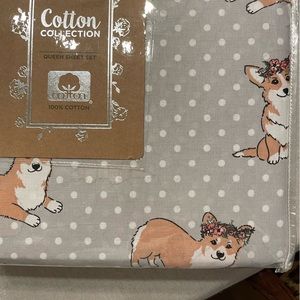 Corgi queen sheet set